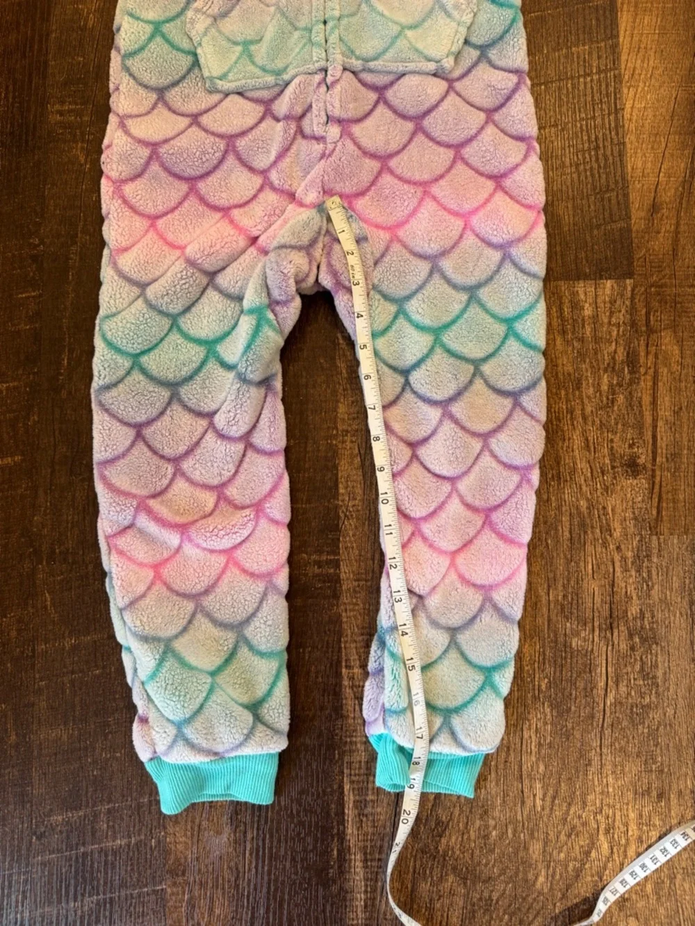 Cat & Jack Pastel Mermaid Scale Plush One-Piece fleece PJs - Pink, Purple, Teal